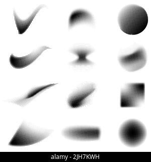 Halftone effect design elements. Halftone shapes. Vector illustration. Abstract background Stock Vector