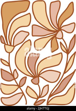 Vector 70s Flower Groovy hippie funny boho palette. inspired pattern in rectangular shape. Great for fabric, giftwrap scrapbooking, package, poster Stock Vector