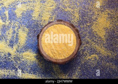 Raw coarse dried corn semolina Stock Photo