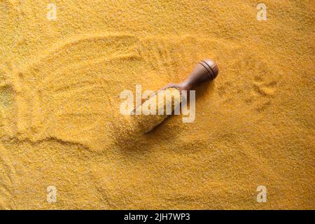 Raw coarse dried corn semolina Stock Photo