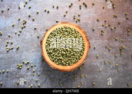 Raw whole dried green Chickpeas Stock Photo