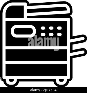 Copying machine icon. Black background with white. Vector illustration ...