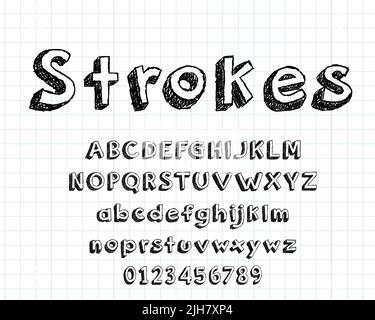 Painted ABC Font Brush Strokes vector eps10 Stock Vector