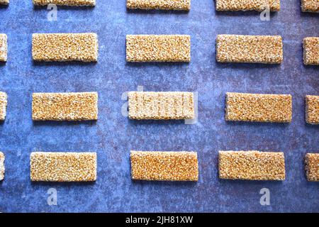 Sesame Chikki Indian brittle sweet made from sesame seeds and jaggery Stock Photo