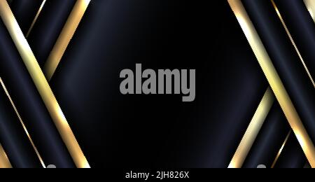 Banner web design abstract glowing gold metallic overlapping diagonal on blue background luxury style. Vector illustration Stock Vector