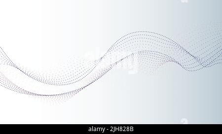 Abstract black dots wave flowing particles on white background. Technology futuristic digital concept. Vector illustration Stock Vector