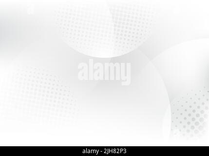 Abstract white and gray circles background with halftone radial elements. Vector illustration Stock Vector