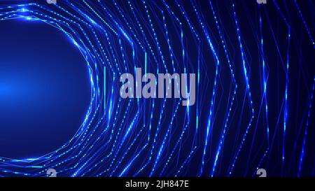 Abstract technology futuristic concept blue neon lighting lines radial circles on dark blue background. Vector illustration Stock Vector