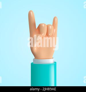 3d hands icon. Cartoon style hand gesture. Stock Vector