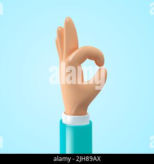 3d hands icon. Cartoon style hand gesture. Stock Vector