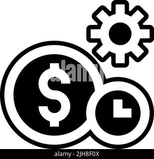 Time management set two time is money icon Stock Vector