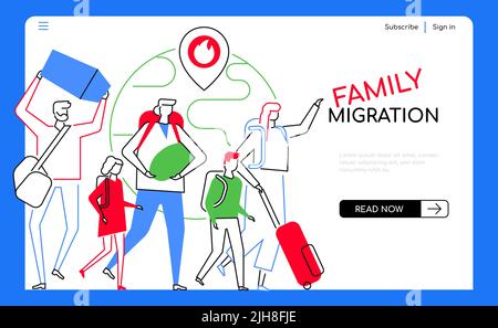 Family migration - modern flat design style web banner Stock Vector