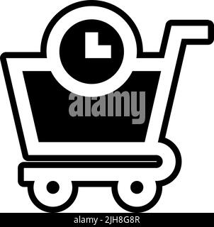Time management set two shopping cart icon Stock Vector