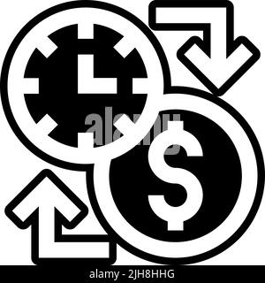 Time management set two time is money icon Stock Vector