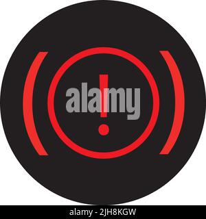 Exclamation notification in red on a black circle background Stock Vector