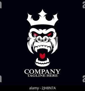 Modern angry gorilla king logo. Vector illustration Stock Vector