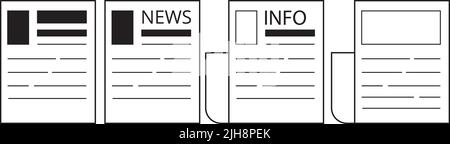 Newsletter line icons isolated on a white background Stock Vector
