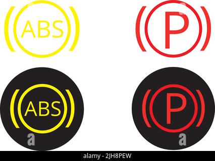 ABS and parking brake icon on a white background Stock Vector