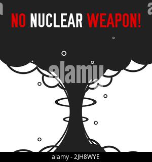 No nuclear weapon. Anti-war poster or banner template. Flat vector illustration isolated on white background. Stock Vector