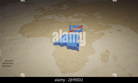 3d map celebrating Independence day of Democratic Republic of the Congo Stock Photo