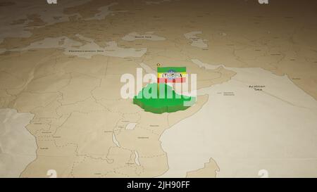 Ethiopia 3D Map on world map background Stock Photo