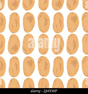 Seamless vector pattern background of potatoes made of simple illustrations. Stock Vector