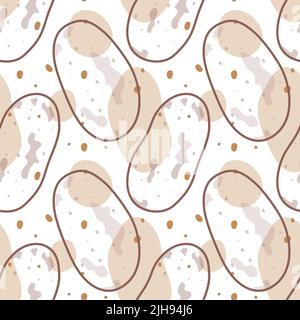 Seamless vector pattern background of potatoes made of simple illustrations. Stock Vector