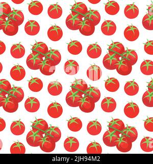Seamless vector pattern background of tomatoes made of simple illustrations. Stock Vector