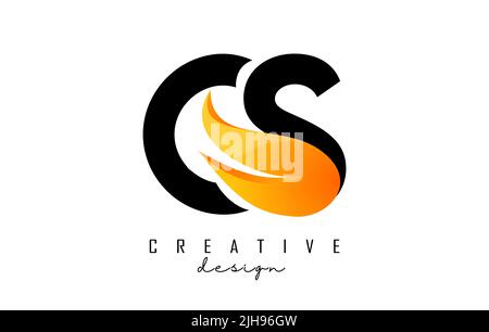 CS Letter Design with Creative Cut and Colorful Rainbow Texture. SC ...