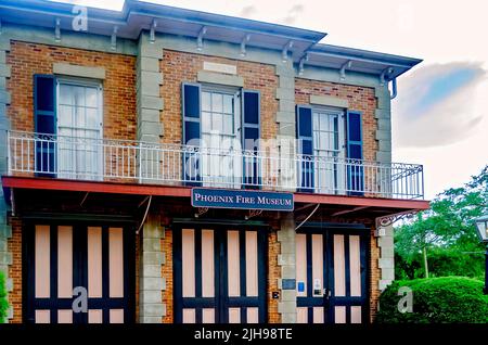 The Phoenix Fire Museum is pictured, July 10, 2022, in Mobile, Alabama. The firehouse was built in 1855 for Phoenix Volunteer Fire Company No. 6. Stock Photo