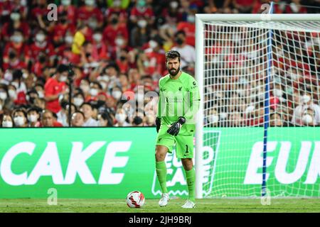 Bangkok, Thailand. 12th July, 2022. Alisson Becker of Liverpool seen in action during the preseason match between Manchester United against Liverpool at Rajamangala stadium.(Final score; Manchester United 4:0 Liverpool). (Photo by Amphol Thongmueangluang/SOPA Images/Sipa USA) Credit: Sipa USA/Alamy Live News Stock Photo