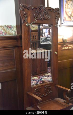 Cody, WY USA. Irma Hotel opened 11/1/1902.  W.F. Cody named the hotel after his youngest daughter.  Rooms are restored to their 1902 elegance. Stock Photo