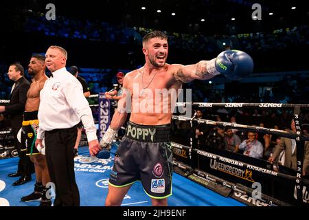 LONDON, UNITED KINGDOM. 16th Jul, 2022. Lennox Clarke vs Mark Heffron – The British, Commonwealth & IBF Intercontinental Super-middleweight Championship during under fight card of Frankwarren presents Sheeraz vs Torres - WBC Silver Middleweight Championship at Copper Box Arena on Saturday, July 16, 2022 in LONDON UNITED KINGDOM. Credit: Taka G Wu/Alamy Live News Stock Photo