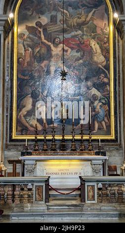 A vertical shot of the Papal Basilica of Saint Peter interior in Vatican Stock Photo