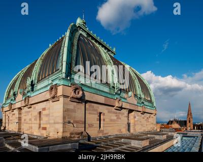 Roofs of the city of Strasbourg. Library building. St Paul's Cathedral. View overlooking the town. Stock Photo