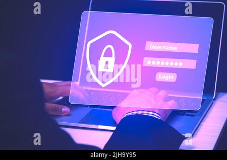 Data theft and cybersecurity codes digital crime concept Protecting data from hackers. Stock Photo
