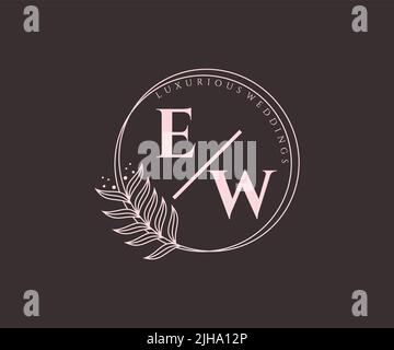 EW Initials letter Wedding monogram logos template, hand drawn modern minimalistic and floral templates for Invitation cards, Save the Date, elegant Stock Vector