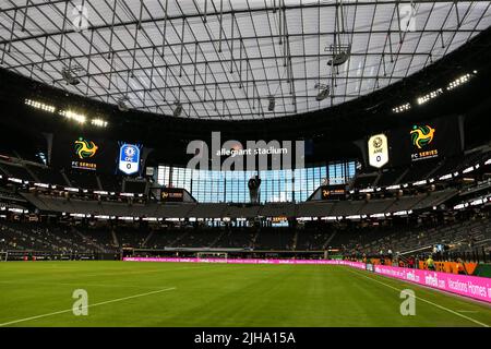 Las Vegas, NV, USA. 16th July, 2022. An interior view of the scoreboards prior to the start of the FC Clash of Nations 2022 soccer match featuring Chelsea FC vs Club America at Allegiant Stadium in Las Vegas, NV. Christopher Trim/CSM/Alamy Live News Stock Photo