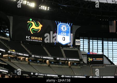 Las Vegas, NV, USA. 16th July, 2022. An interior view of the scoreboard prior to the start of the FC Clash of Nations 2022 soccer match featuring Chelsea FC vs Club America at Allegiant Stadium in Las Vegas, NV. Christopher Trim/CSM/Alamy Live News Stock Photo