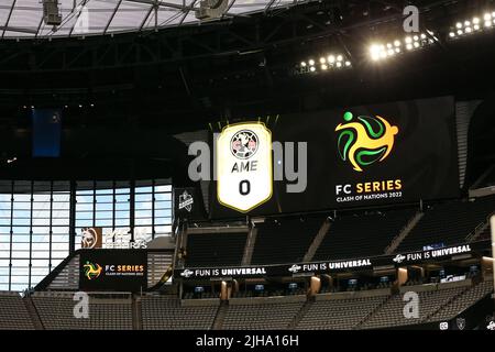 Las Vegas, NV, USA. 16th July, 2022. An interior view of the scoreboard prior to the start of the FC Clash of Nations 2022 soccer match featuring Chelsea FC vs Club America at Allegiant Stadium in Las Vegas, NV. Christopher Trim/CSM/Alamy Live News