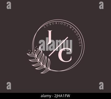 JC Initials letter Wedding monogram logos template, hand drawn modern minimalistic and floral templates for Invitation cards, Save the Date, elegant Stock Vector
