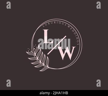 LW Initials letter Wedding monogram logos template, hand drawn modern minimalistic and floral templates for Invitation cards, Save the Date, elegant Stock Vector