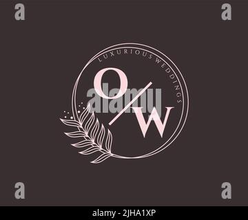 OW Initials letter Wedding monogram logos template, hand drawn modern minimalistic and floral templates for Invitation cards, Save the Date, elegant Stock Vector