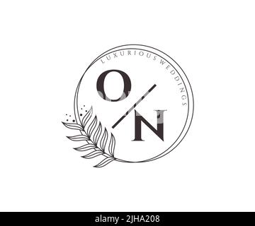 ON Initials letter Wedding monogram logos template, hand drawn modern minimalistic and floral templates for Invitation cards, Save the Date, elegant Stock Vector