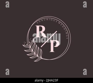 RP Initials letter Wedding monogram logos template, hand drawn modern minimalistic and floral templates for Invitation cards, Save the Date, elegant Stock Vector