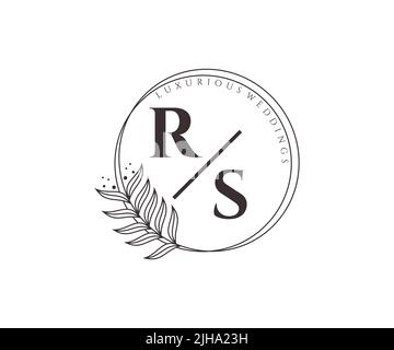 RS Initials letter Wedding monogram logos template, hand drawn modern minimalistic and floral templates for Invitation cards, Save the Date, elegant Stock Vector