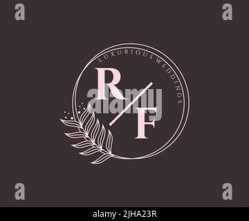 RF Initials letter Wedding monogram logos template, hand drawn modern minimalistic and floral templates for Invitation cards, Save the Date, elegant Stock Vector