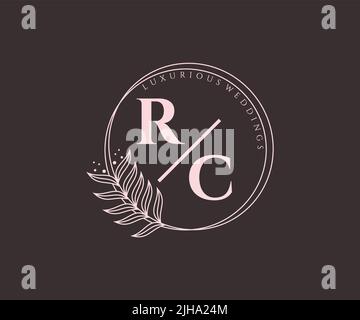 RC Initials letter Wedding monogram logos template, hand drawn modern minimalistic and floral templates for Invitation cards, Save the Date, elegant Stock Vector
