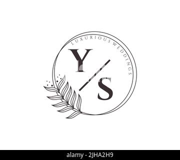 YS Initials letter Wedding monogram logos template, hand drawn modern minimalistic and floral templates for Invitation cards, Save the Date, elegant Stock Vector