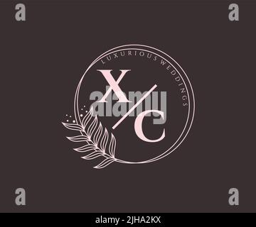 XC Initials letter Wedding monogram logos template, hand drawn modern minimalistic and floral templates for Invitation cards, Save the Date, elegant Stock Vector